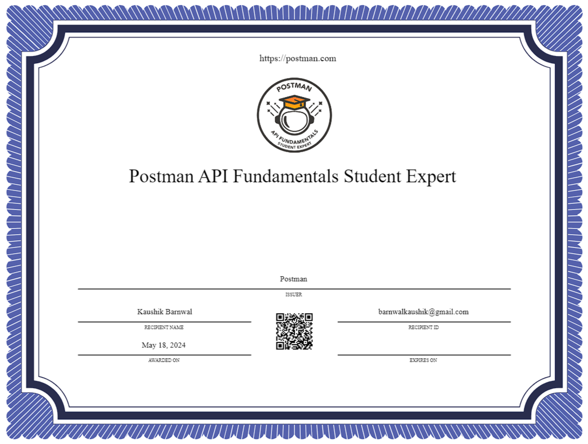 Postman API Fundamentals Student Expert